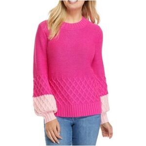 crown & ivy Pink and Light Pink Crew Neck Sweater